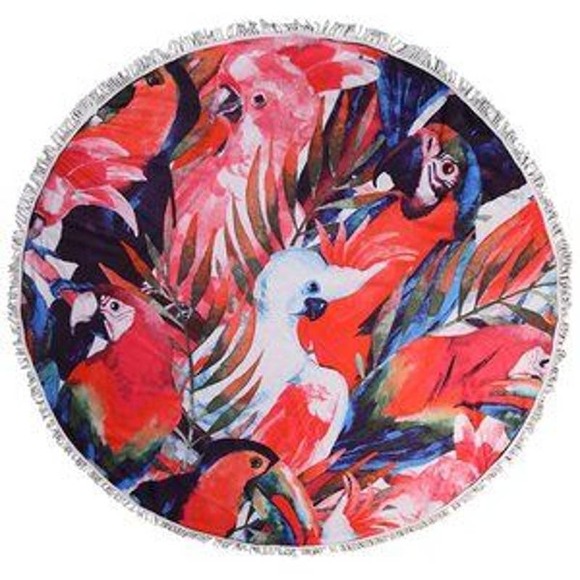 Tropical Birds Round Beach Towel Beach Blanket Beach Throw Yoga Mat - Picture 1 of 1